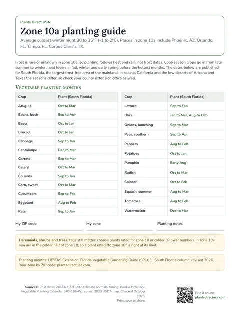 Zone 10a planting guide