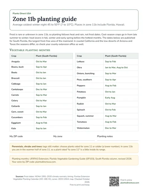 Zone 11b planting guide