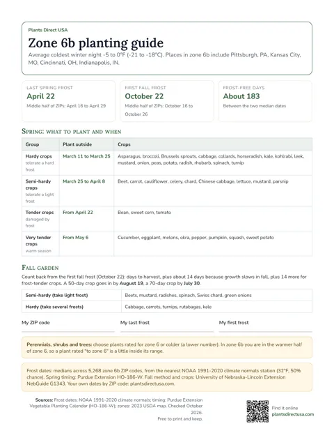 Zone 6b planting guide